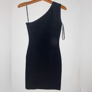 Herve Leger - Black One Shoulder mini dress - Sz Small